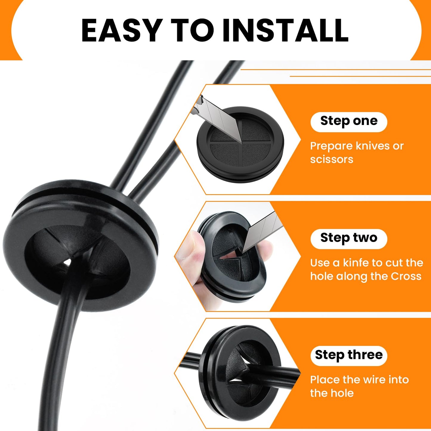 Firewall Rubber Grommets 1-11/16" ID 2" Drill Hole Double-Sided Hole Plugs for Wire Protection - 4 PCS