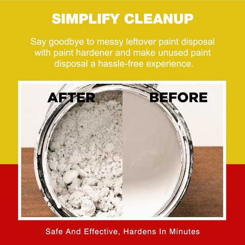 12 Pack Paint Hardener for Disposal - Fast Acting Solidifier for Disposal - Paint Drying Powder for Acrylic & Latex Paint with 12 Pcs 14 Inch Wooden Stir Sticks