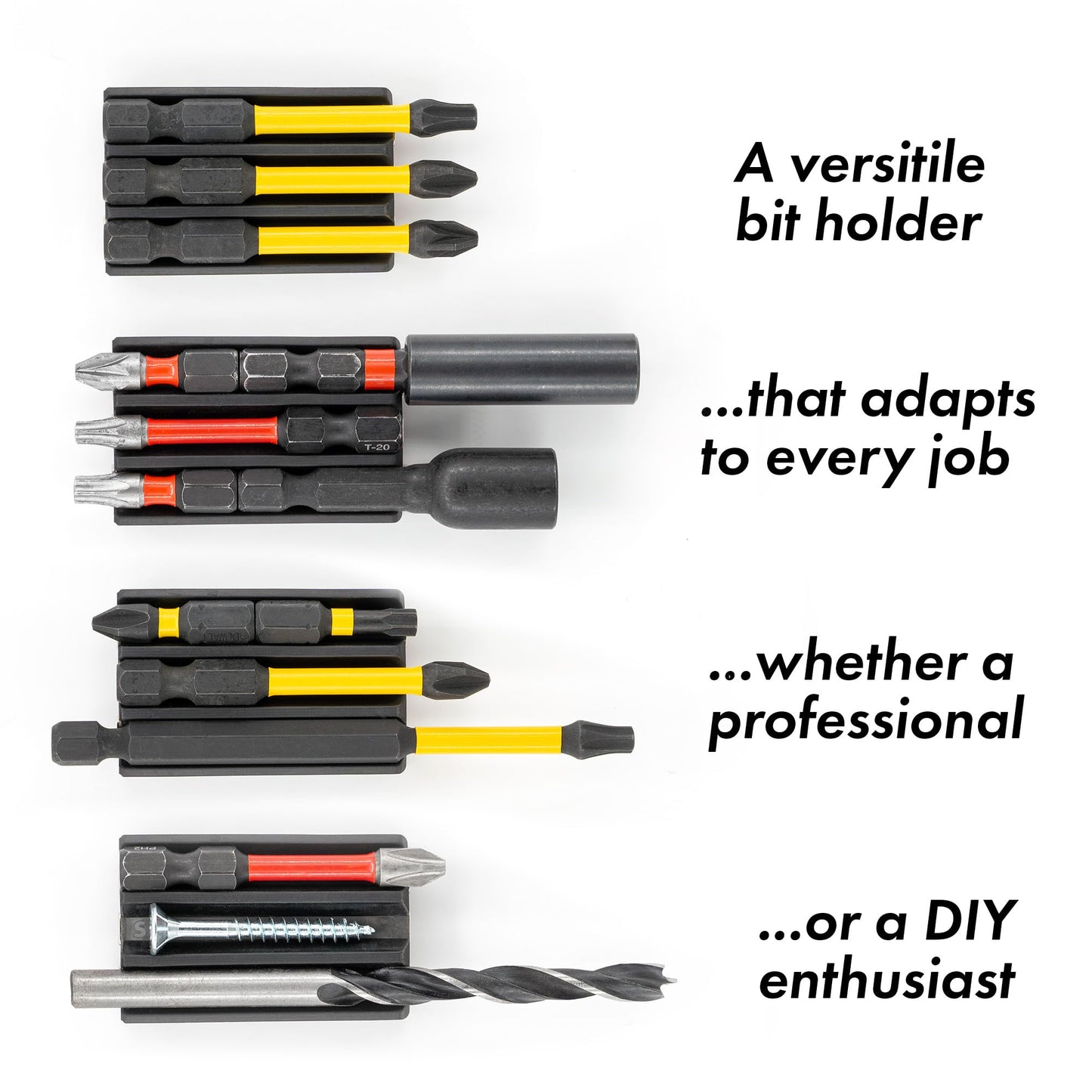 Simon Tools Magnetic Bit Holder for Impact Drivers and Drills - Super Strong Adhesive - Drill Accessory Compatible With Most Drills Brands like Dewalt, Makita, Klein, Bosch and Milwaukee Bit Holder