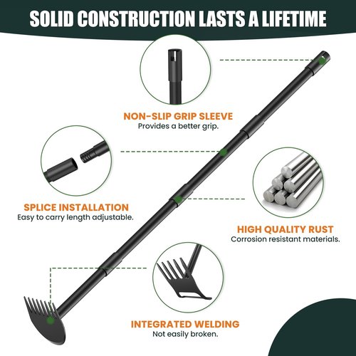 Luvenia Hoe Garden Tool 17-60 Inch 2-in-1 Adjustable Steel Handle Garden Hoe for Weeding Cultivating Heavy Duty Gardening