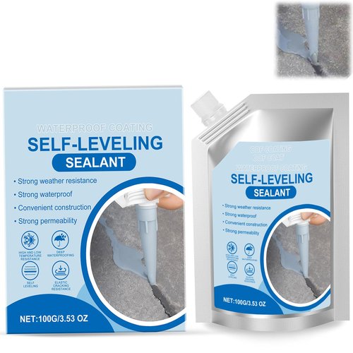 Concrete Caulking Adhesive,Self Leveling Concrete Crack Filler,Self Leveling Sealant,Heavy Duty Crack Filler for Driveway,Quick Drying Sealant for Professionals(Grey/100g)