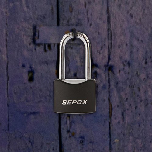 SEPOX® Twins 1-9/16" All-Weather Outdoor Padlocks Keyed Alike, Long Shackle, Solid Steel Lock, Heavy-Duty with Black Cover, Design for Gate Fence Cabinet Toolbox School Gym Locker with 2pcs Same Key