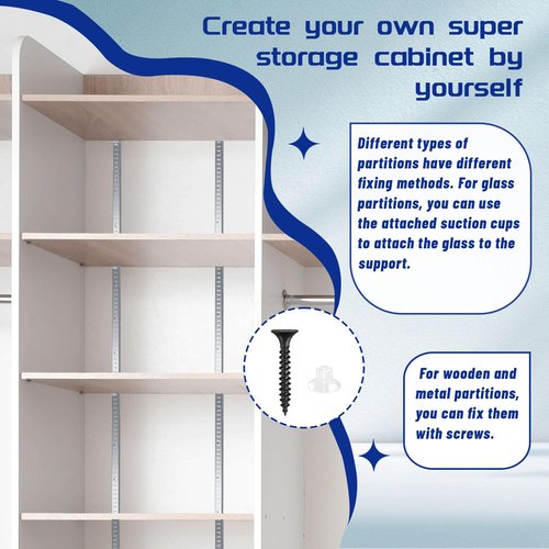 12 Pcs 16 Inch Shelf Pilaster Tracks with 24 Pcs Shelf Clips Adjustable Metal Rail Mortise Mount Pilaster Strip for Wall Bookcases Shelving System Closet Organization