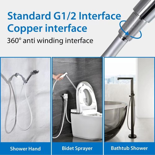 Bidet Hose 48 Inches Shower Hose Explosion Proof Anti Winding Silicone Showerhead Hoses Used In Showerheads Spray Bidet Bathing Toilet Cleaning Pet Flexible Rv Short Shower Hoses Replacement