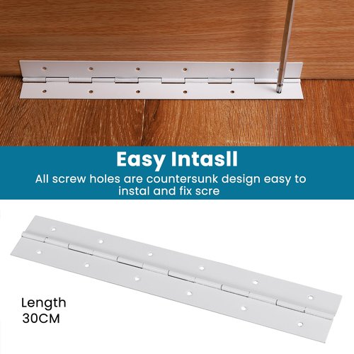 [2-Pack] 6-Inch White 304 Stainless Steel Piano Hinges,Heavy Duty 0.05-Inch Thick Continuous Hinges,2-Inch Open Width,Ideal for Modern Cabinet Doors, Display Cases & Furniture Hardware