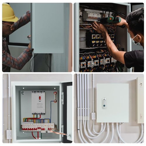 Steel Electrical Junction Box, Indoor&Outdoor Electrical Enclosure Box, Wall Mounted Waterproof&Dustproof Metal Box, Universal Electric Equipment Enclosure Box with Safety Locks and Mounting Plates