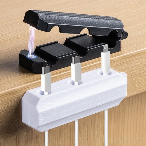 6-Pack Magnetic Cable Organizers, Cord Holders with Strong Adhesive, Wire Clips for Desk, Nightstand, Office, Home, Car (3Pcs White, 3Pcs Black)