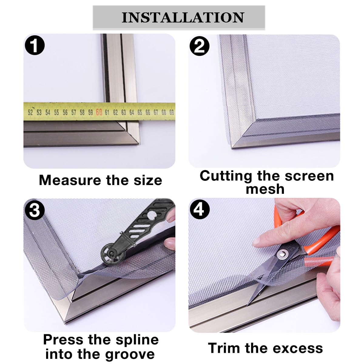 36inch*100ft Window Screens Roll, Replacement Repair Screens Mesh, Cuttable Fiberglass Screens Door Netting, DIY Screening Mesh Netting for Windows, Door, Pool, Porch,Patio -Black