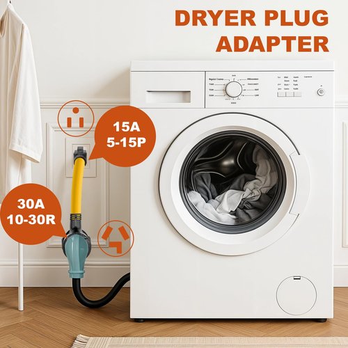 Dryer Adapter Cord, NEMA 5-15P Male to 10-30R Female Power Adapter, Heavy Duty STW 10 Gauge Only for 15 Amp 120V Dryer, 12Inch