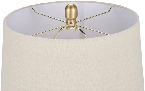 Nourison Home 23" Greyish Brown Earth Tone Rustic Farmhouse Ceramic Table Lamp for Bedroom, Living Room, Dining, Office, with Beige Linen Shade