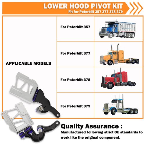 M134708R M134708L for Peterbilt Lower Hood Pivot Kit & Pivot Bolt Kit & Hinge Hood Upper Pivot Bracket Kit Fit for Peterbilt377 378 379 Replac:13-04708R 13-04708L 13-04154 13-04164 13-04286L13-04286R