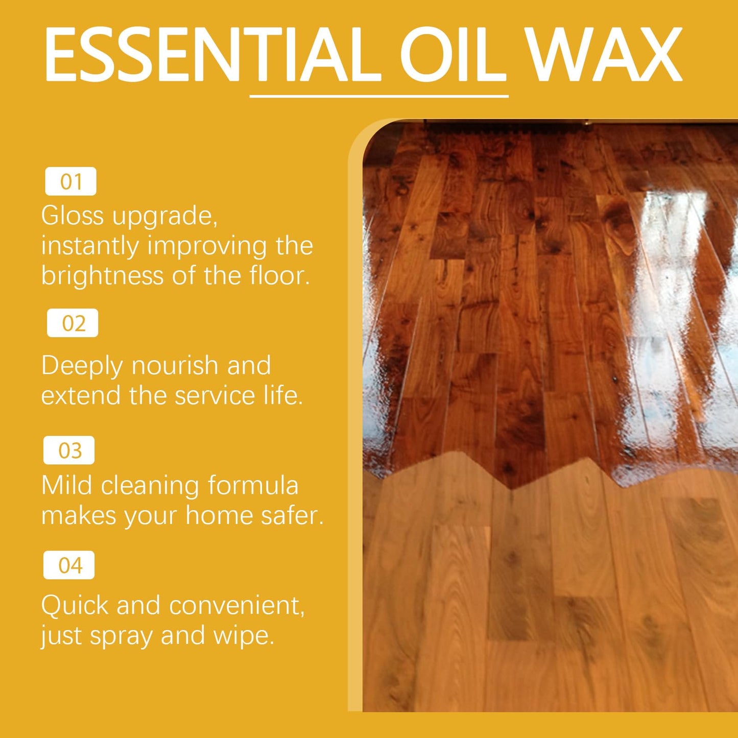 JAKEHOE Beeswax Wood Polish, Natural Beeswax Spray for Dull Furniture Care, Cleans, Polishes, Protects, Non-Greasy Wood Cleaner for Furniture, Floors (2PCS*120ML)