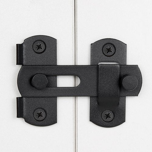 INIRET 2 Packs Barn Door Latches，2.75” x 2.02” Matte Black Stainless Steel barn gate flip Door Latch Bi-fold Door Lock,Sliding Door Antique Lock Gate Latches Wine Cabinet Closet Door Latches