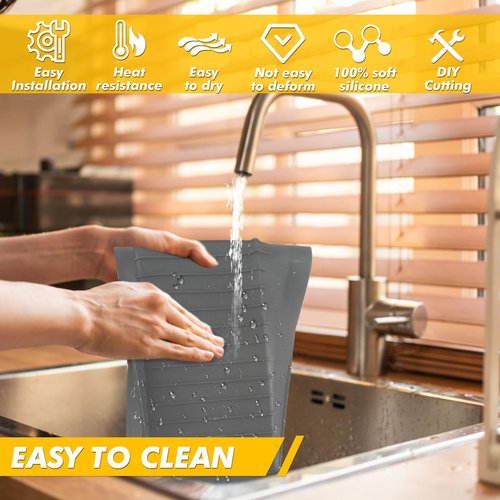 Silicone Kitchen Sink Edge Protector,sink edge guard for Kitchen Sink Accessories Gadgets Kitchen Sink Stainless Steel Splash Guard For Bathtub Sink kitchen sink protector(4"X20")