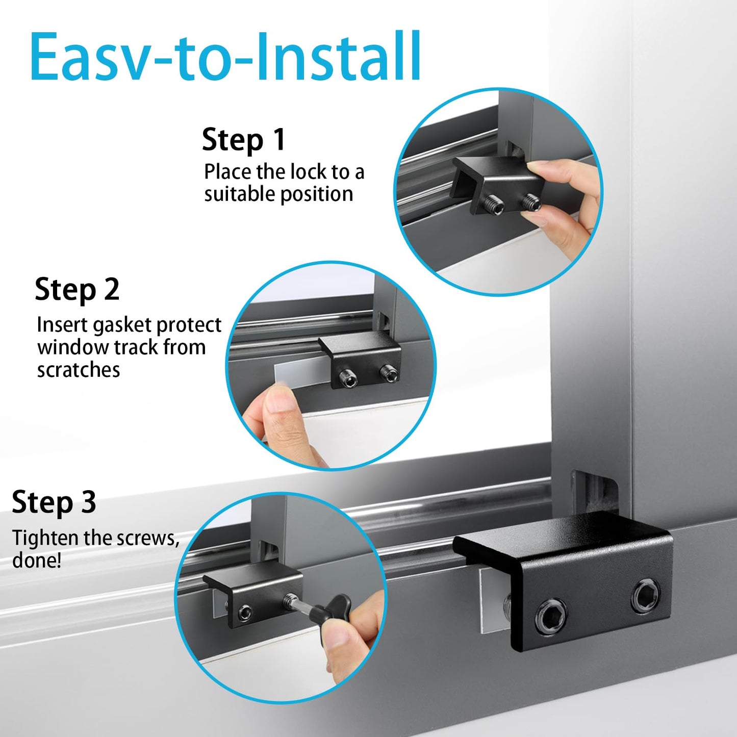 ZRFCXE Window Locks,4 Pack Sliding Window Locks with Key for Vertical & Horizontal Sliding Windows Doors,Easv to Install,Adjustable Security Window Lock for Patio Bedroom Home and Office (Black)