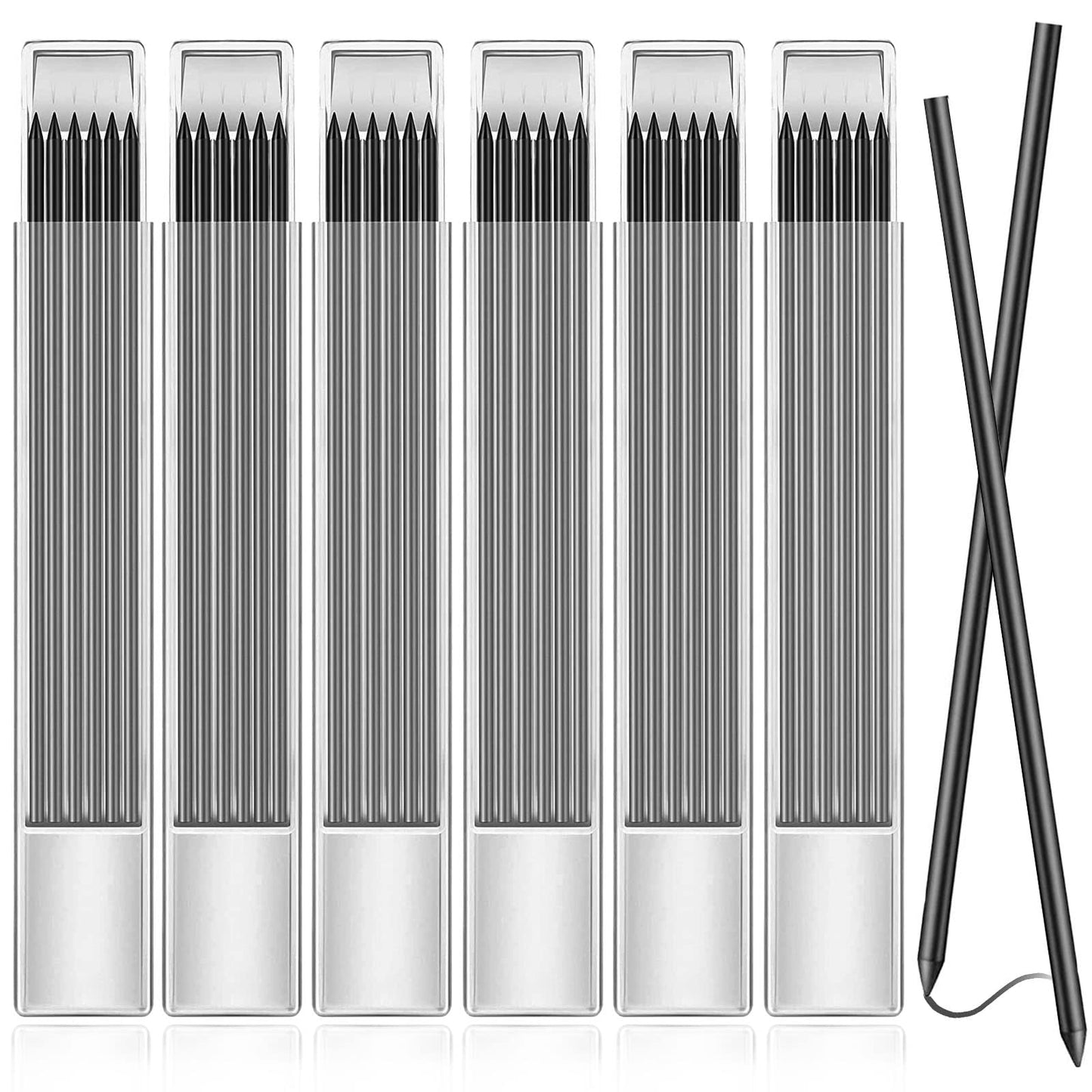 36 Pcs 2.8mm Pencil Lead Refills for Carpenter Pencil Solid Deep Hole Mechanical Construction Pencils Replacements Study Leads for Architect Woodworking Marking Scribe Tools, Black