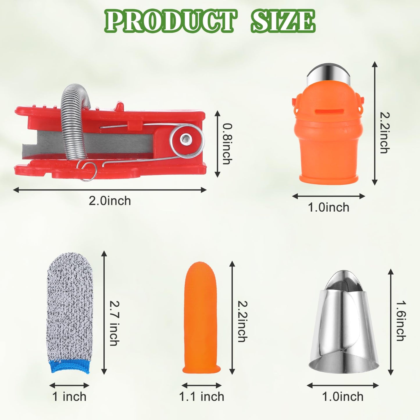 16 Pcs Gardening Thumb Knife Set, Thumb Knife for Harvesting, Stainless Steel Nail Cutters, Silicone Finger Protectors, Plant Picking, Vegetable Pruning, Garden Tool Set (Orange)