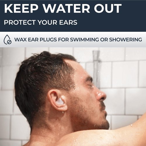 PQ Wax Ear Plugs for Sleeping, Swimming - 15 Soft Noise Cancelling Silicone Gel Wax Earplugs for Sleep and Swimmers, Ear Protection with Sound Blocking Level of 32 Db, (15-Pillows), Color: White