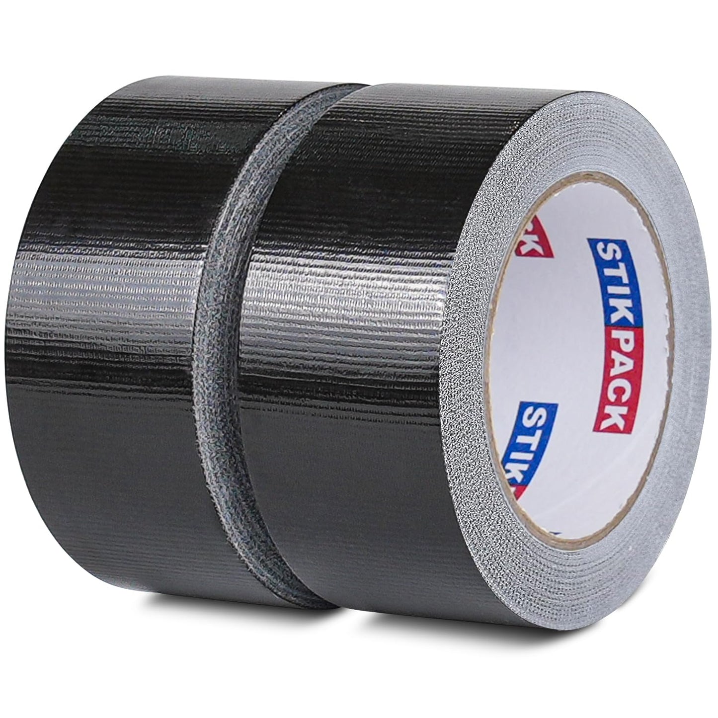 STIKPACK 2 Pack Black Duct Tape Heavy Duty, 2 Inches x 30 Yards, 8.27 mil, Strong Industrial Strength, Flexible, No Residue, Waterproof and Tear by Hand, Multi-Use for Indoor & Outdoor Repairs