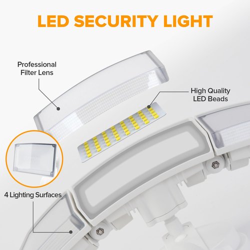 LUTEC 75W 8000 Lumen Floods Light Outdoor, Switch Controlled LED Security Lights with 3 Adjustable Heads, 5000K Daylight, IP65 Waterproof Exterior Flood Light for Outside Garage, Yard, Patio-White