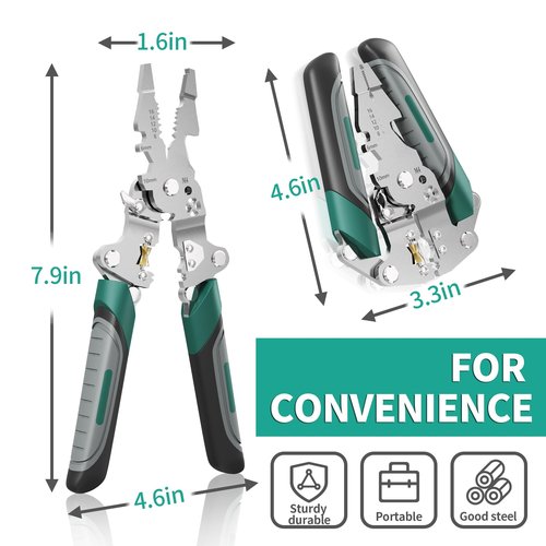 LYNCLYFELOOP 18 in 1 Wire Stripper Foldable with Portable Storage Bag，Multifunctional Foldable Crimper and Stripper Electrical Pliers，Electrical Multitool for Stripping, Cutting, Crimping