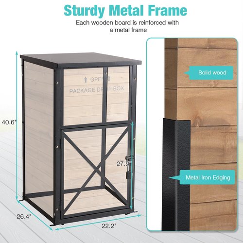 Suumerpety Package Delivery Boxes for Outside Metal Frame Large Parcel Drop Box with Combination Lock and One-Way Access Channel, Secure Anti Theft Mailboxes for Porch Curbside