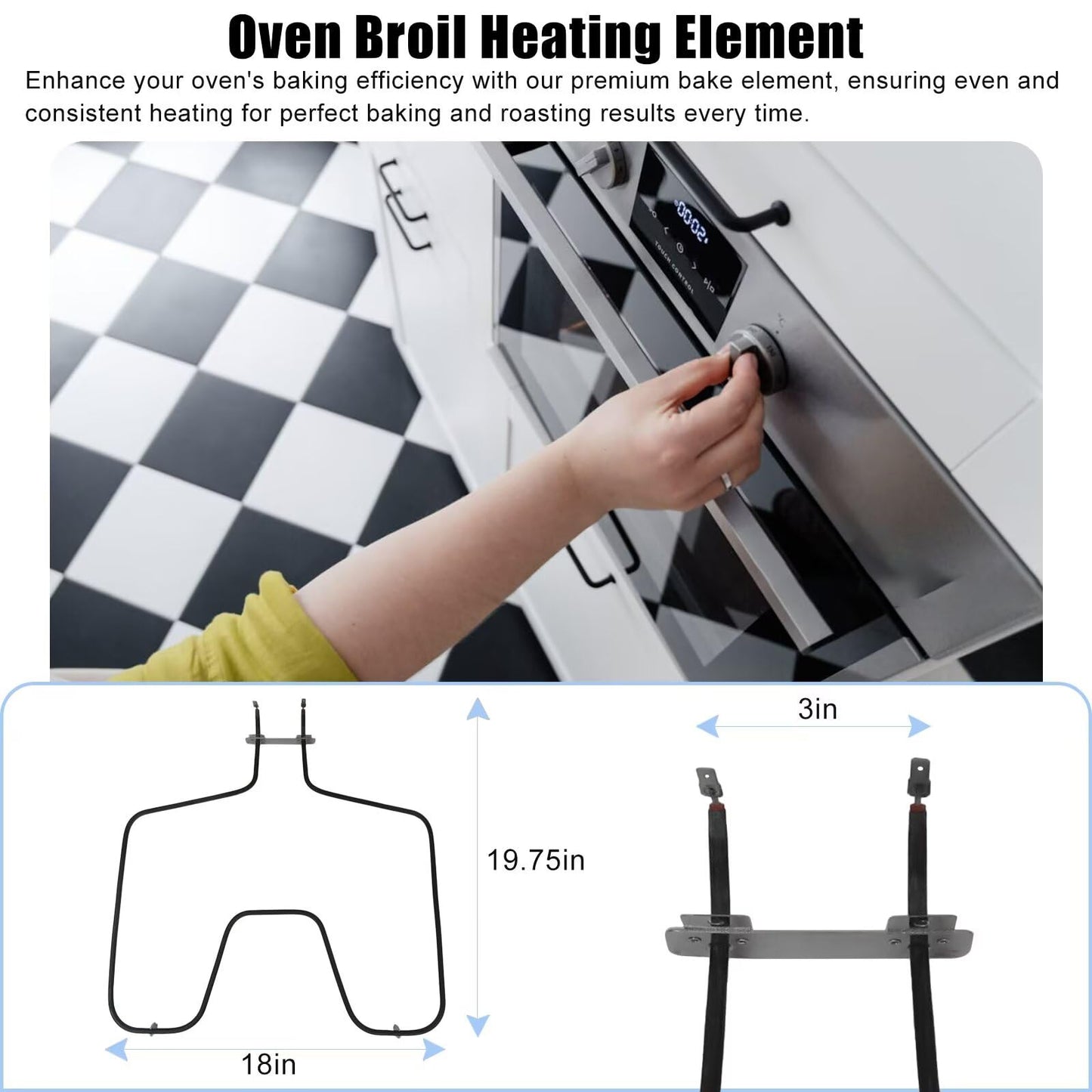 WB44T10010 Range Oven Bake Heating Element Fit for GE Oven JBS55DM1BB JBS55DM1CC JBS55DM1WW JBS55DM2BB JBS55DM2CC JBS55DM2WW JBS55DM3BB JBS55DM3WW Replaces AP2030996, 770549 by YTXXDEUS