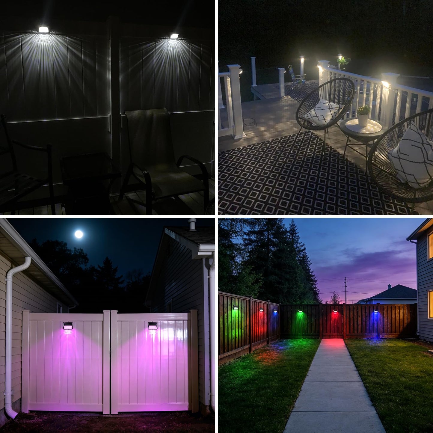 Tadyreal Solar Fence Lights Outdoor Waterproof Ip65, 10 Lighting Modes Fence Lights Solar Powered with 15 Bright Led Lens, Backyard Light Outdoor for Deck Railing Step Pool Patio Wall - 12 Pack