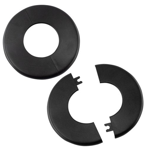 bociloy Wall Split Flange 51mm/2"Diameter, ABS Round Self-Adhesive Escutcheon Plate, Wall Hole Decoration Cover, Water Pipe Plate Cover, Black, 2PCS