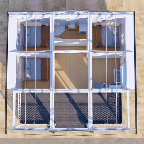 2 Story Prefab Tiny Home for Sale, 20FT Modular Home with 4 5 6 Bedrooms, Full Kitchen & Bathroom, Expandable Container House to Live in for Adults Prefabricated Mobile Foldable House