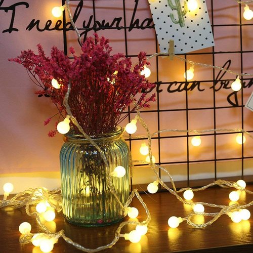 RaThun Globe String Lights 49 Feet 100 led,8 Modes Fairy Lights Plug in,Indoor Lights for Bedroom,Classroom,Outdoor Lights for Patio,Garden,Party,Wedding-Warm White