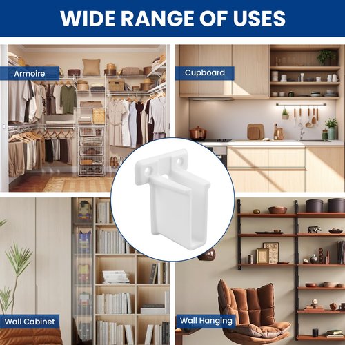 ZIUZI 4 Pcs Wire Shelf End Bracket, White Plastic Wall Mount Closet Shelves Brackets for Shelves Closet, Comes with Fasteners