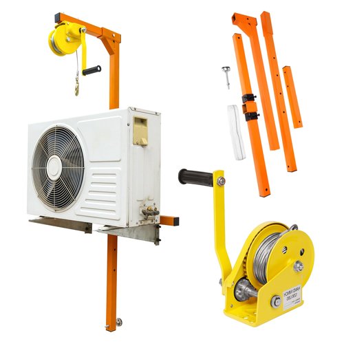 RQR Air Conditioning Crane, Hand Winch Combo, 50 FT Lifting Height Outside Installation Lifting Tool Kit, 450 LBS Load Capacity, for Mini Split, Roof Garage Installation
