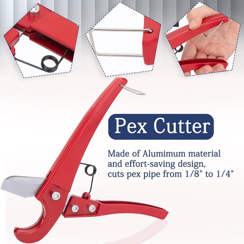 Pex Pipe Crimping Tool Kit with 20pcs 1/2", 10pcs 3/4" Clamps,Pipe Fitting Tool Kit Pex Crimping Clamp Cinch Tool Meets ASTM 2098 for Stainless Steel Clamps Sizes from 3/8" to 1" With Storage Bag