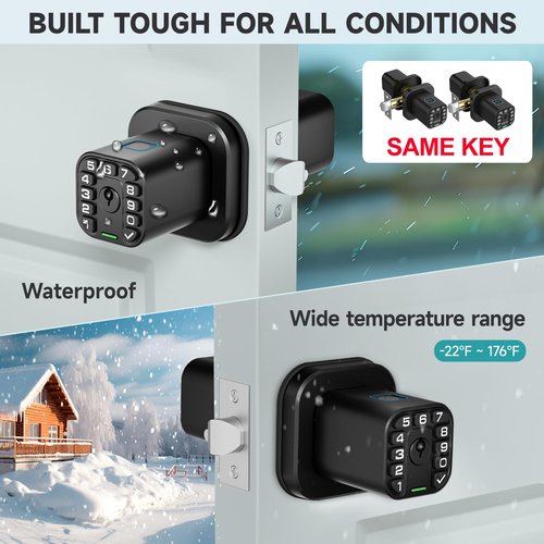 Richelock Fingerprint Door knob, Smart Biometric Door Lock with Keypad, Keyless Entry Code Door Knob, Waterproof & Weatherproof, Auto Lock,Voice Navigation, for Bedroom, Gate,Office