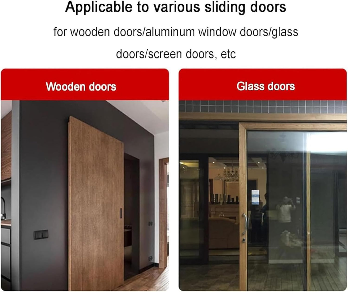 Self Closing Patio Door Closer, Sliding Door Quiet Automatic Closer, Adjustable Closing Cushion Speed, for Door Widths from 29.5 to 51", for Balconies, Kitchen