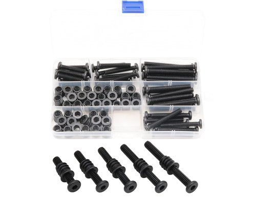 LBY 35 Sets Threaded Insert Nuts and Bolt Assortment Kit, 1/4-20 × 13mm Threaded Inserts & Hex Socket Furniture Barrel Bolts (5 Sizes) Combination, Carbon Steel (Black)
