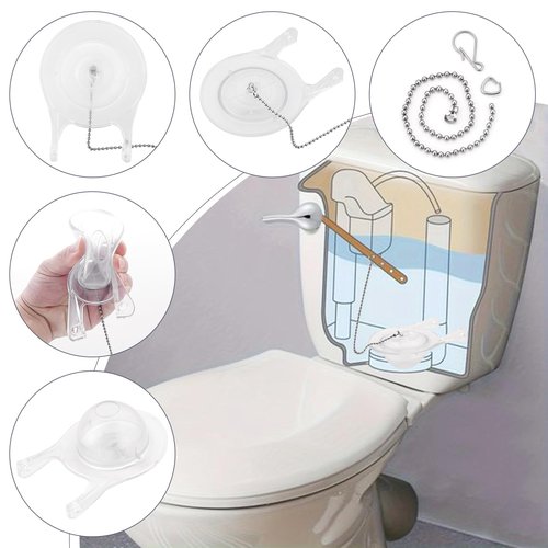 for Gerber 99-827 3 Inch Transparent Toilet Flapper with Strong Seal,Iron Chain Included,Ideal for 3 Inch Toilet Flapper Replacement,1-Pack
