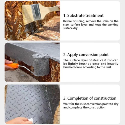 Rust Converter Paint,Rust Remover for Metal and Primer,Water-Based Anti-Rust Metallic Paint with Brush (Blue-300g)