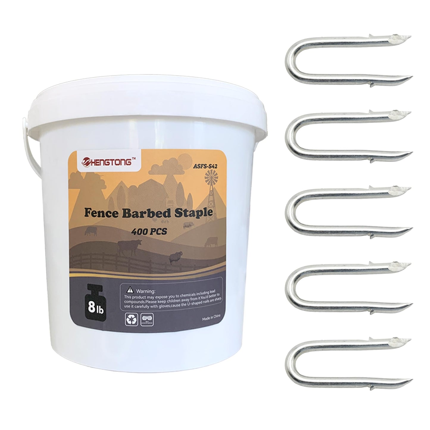 HENGTONG Galvanized Steel U-Shaped Fencing Staples for Mesh Fencing 400pcs