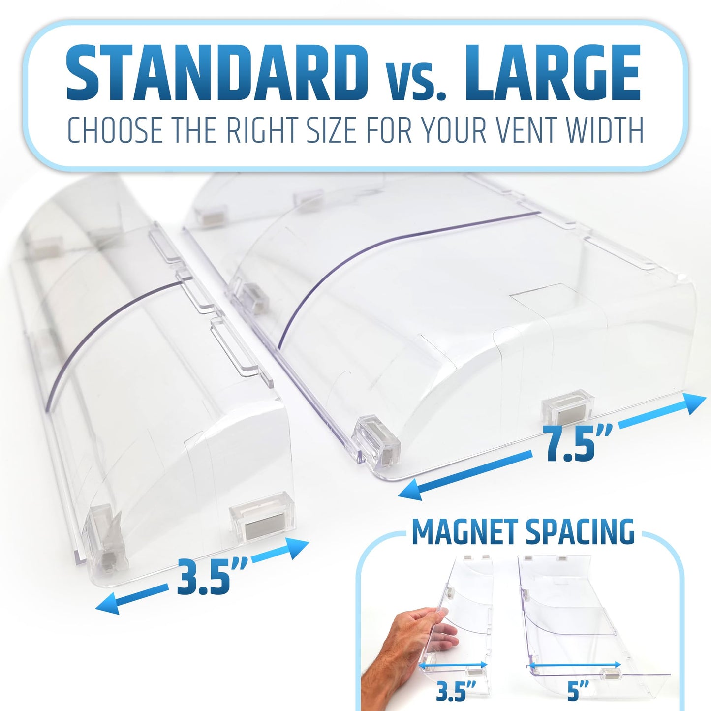 Larger (New Version) 7.5" Magnetic Vent Air & Heat Deflector (1 Pack) for Ceiling, Floor & Wall - Will Never Fall Off - Adjustable from 9.2” - 16” - Super Strong Neodymium Magnets Upgraded Design
