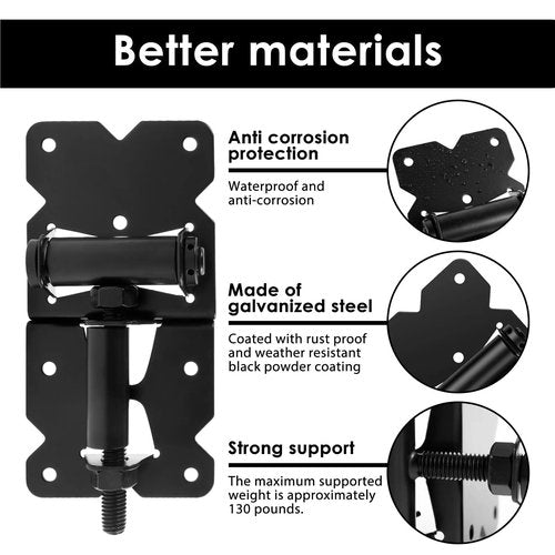 Self Closing Gate Hinges 4Pcs Iron Heavy Duty New Gate Hinge Adjustable Wooden Gate Hinge Hardware for Shed Fence Door