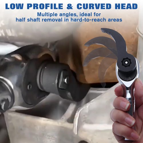 LEONTOOL 2Pcs Pry Bar Wrench Adapter Head, 3/8“ 1/2” Drive Adjustable Angle Crowbar Adapter Head Tool, Heavy-Duty Ratchet Pry Bar Attachment, Half Shaft Removal Car Repairing Tools for Tight Spaces