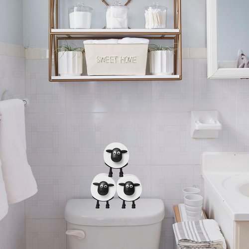 Sheep Toilet Paper Holder, Funny Free Standing Black Sheep Loo Roll Holder for Bathroom Decor