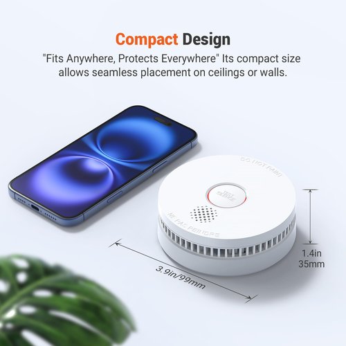Jemay Smoke Detector Fire Alarms 9V Battery Operated with Photoelectric Sensor, Smoke Alarms Easy to Install, 1 Pack