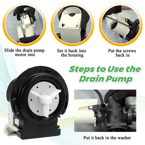 4681EA2001T Washer Drain Pump Motor by Techecook - Fit for Kenmore, LG Washing Machine ap5328388 4681ea1007g 4681ea1007d 4681EA2001d 4681ea2001n wm2101hw wm2016cw wm3570hwa wm3270cw washer drain pump