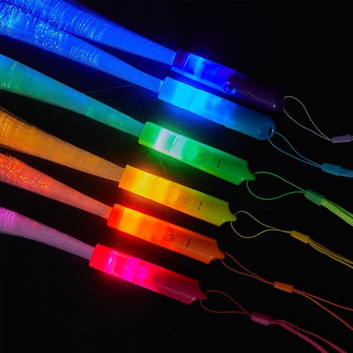 Zhanmai 24 Pieces Upgraded Glow Fiber Wands Sticks LED Light Fiber Optic Wands LED Flashing Glow Sticks Bulk for Wedding Party Favors(Mixing Color)