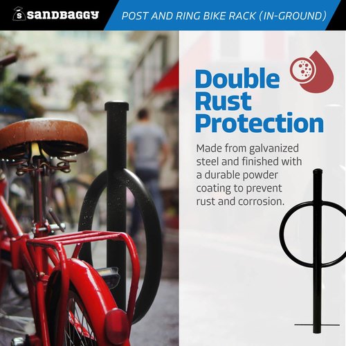 Sandbaggy Post and Ring Bike Rack - Commercial Outdoor Bike Parking Racks (In-Ground, 2)
