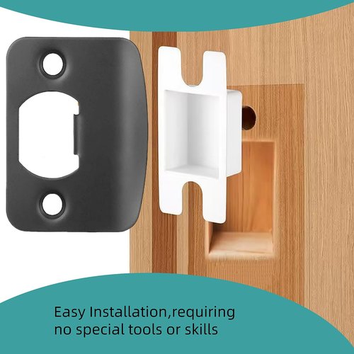 Door Strike Plates, 12Pack Stainless Steel Deadbolt Strike Plates, Full Lip Round Corner Strike Plates, Door Reinforcement Kit, for Home Office Door Frame Repair(Black)