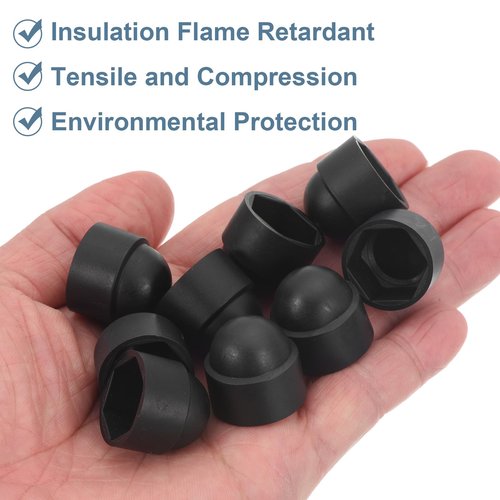 uxcell Nut Protection Cap, 20Pcs M10x17x20mm - Plastic Hexagonal Screw Protection Cap, Dome Acorn Hex Head Bolt Covers, Waterproof Decorative Cap (Black)
